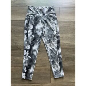 Yogasmoga Women's Ankle Leggings Stash Pocket Grey TieDye Sz M